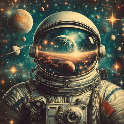 Imagem vintage de um astronauta no espaço